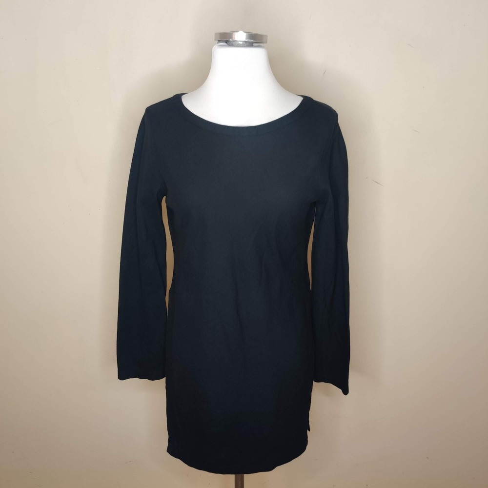 Uniqlo x Hana Tajima Black Tunic w/ Side Slits Long Sleeve Cotton